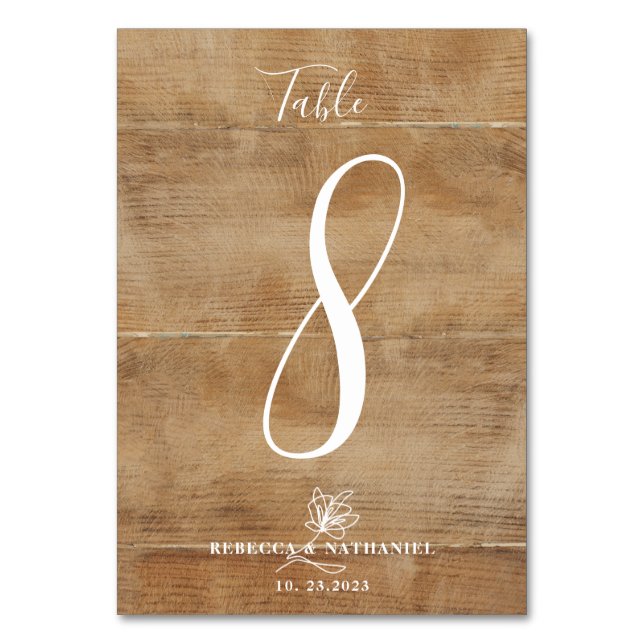Numéro De Table Écriture Calligraphique Rustique en Bois Faux pour (Par défaut)