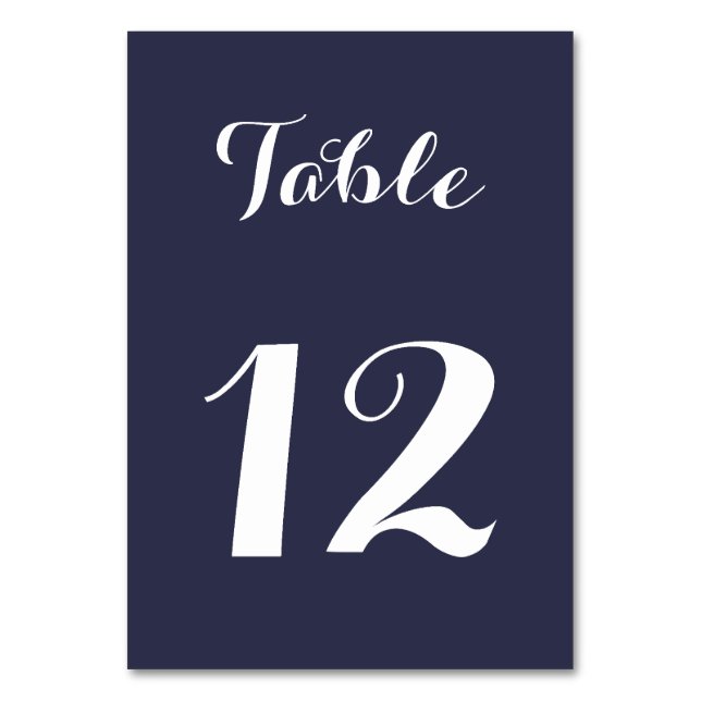 Numéro De Table Écriture Élégante Chic Bleu Blanc Mariée Fête de M (Par défaut)
