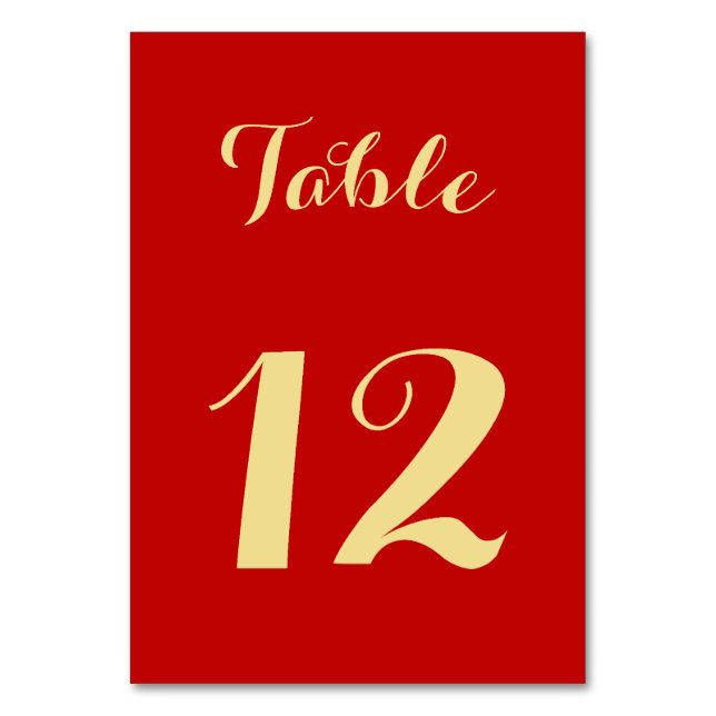 Numéro De Table Écriture élégante Faux or rouge Fête de mariage st (Dos)