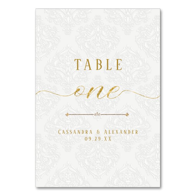 Numéro De Table Écriture élégante Mariage Paillettes dorées Dentel (Par défaut)