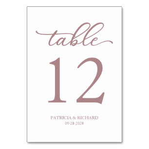 Numéro De Table Écriture Élégante Mariage Rose Gold