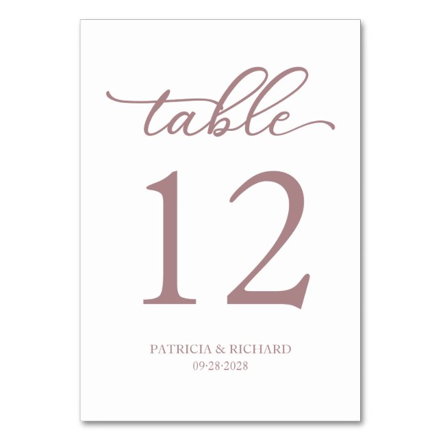 Numéro De Table Écriture Élégante Mariage Rose Gold (Par défaut)