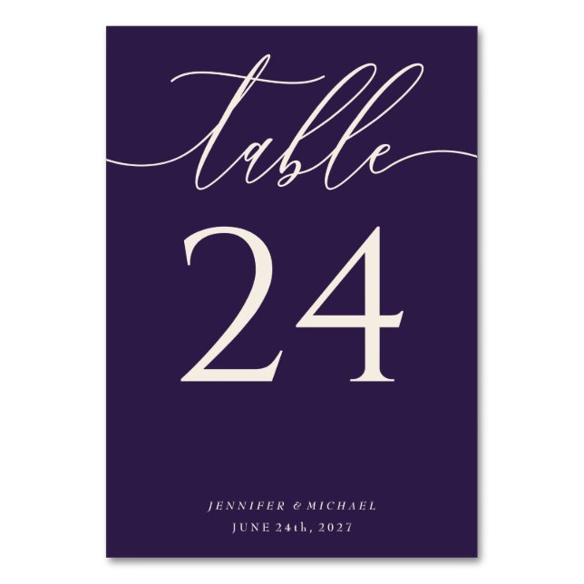 Numéro De Table Écriture fluide violet minuit (Par défaut)