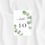 Numéro De Table Eeucalyptus mariage verdure élégante<br><div class="desc">Un élégant jardin blanc orné d'une végétation d'eucalyptus s'étend. Personnalisez et vos numéros de table. Lettres noires.</div>