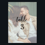 Numéro De Table Elegance Calligraphy Script Faded Photo Mariage<br><div class="desc">Design moderne et élégant imprimé Elégance Script Modern Faded Photo Mariage Numéro de table qui peut être customisé avec votre texte et ajouter chaque carte numéro de table à votre panier, un par un. Cliquez sur le bouton "Customiser" et utilisez notre outil de conception pour modifier ce modèle. Découvrez le...</div>