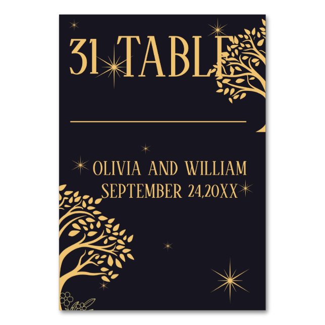 Numéro De Table Élégance de minuit : Mariage bleu foncé (Par défaut)