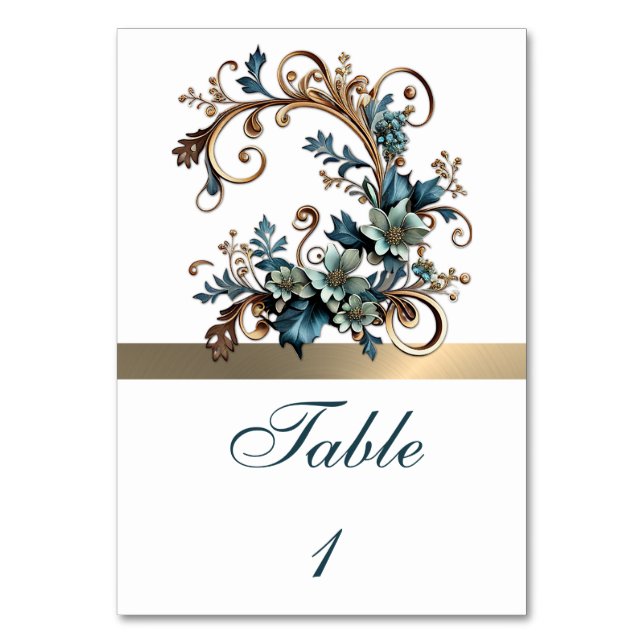 Numéro De Table Élégance florale dorée (Par défaut)