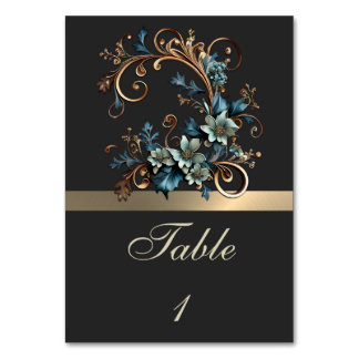 Numéro De Table Élégance florale dorée