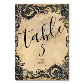 Numéro De Table Élégance Gothique Victorienne Mariage