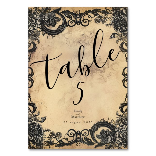 Numéro De Table Élégance Gothique Victorienne Mariage (Par défaut)