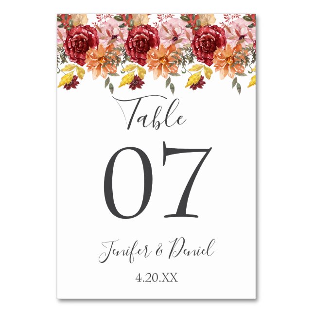 Numéro De Table Élégant automne Feuilles Mariage automne (Par défaut)