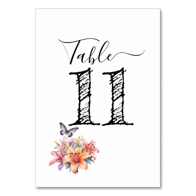 Numéro de table élégant avec design floral et papi (Par défaut)