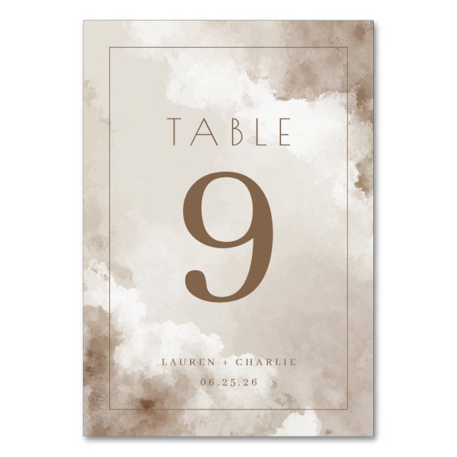 Numéro de table élégant beige aquarelle (Par défaut)