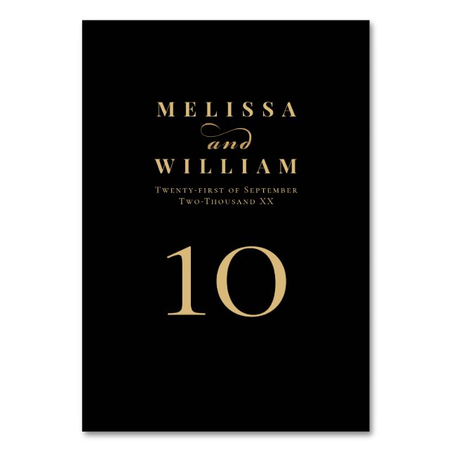 Numéro De Table Élégant Black Gold Bride et Mariage de chambre (Par défaut)