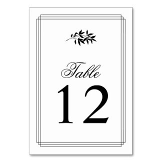 Numéro De Table Elegant black, white branch triple border wedding