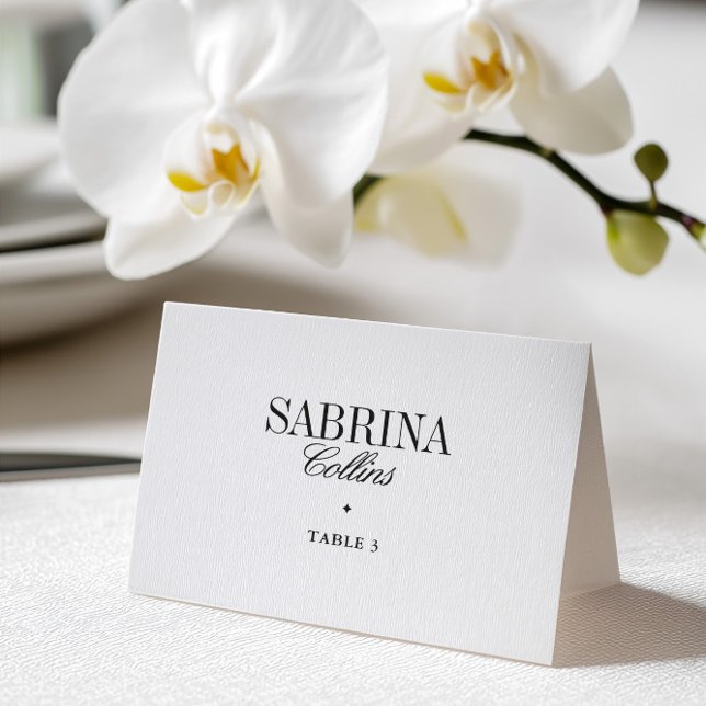 Numéro De Table Elegant Black & White Wedding Place Card (Elegant Black & White Wedding Place Card)