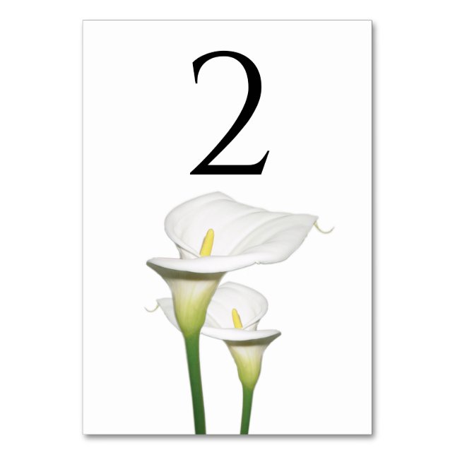 Numéro De Table Elégant blanc Calla Lilies Mariage (Par défaut)