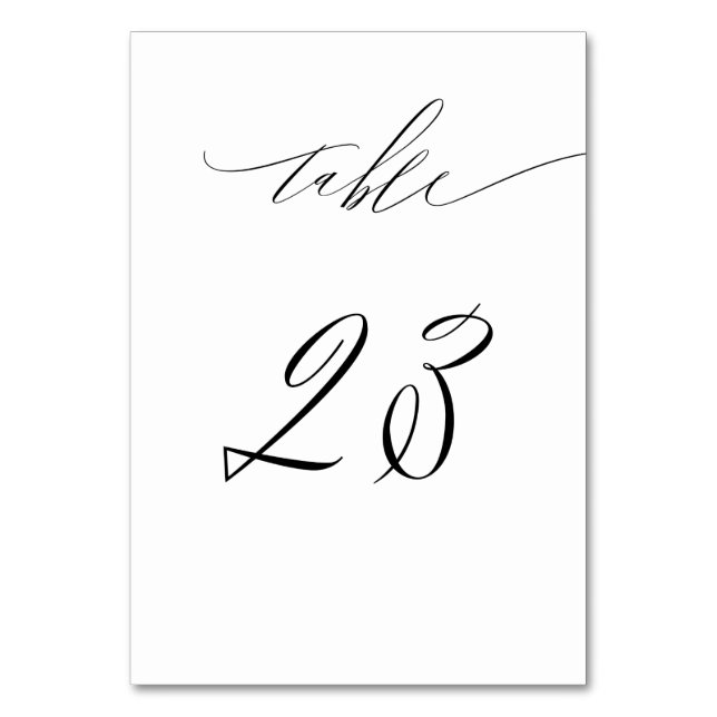 Numéro De Table Élégant blanc noir moderne Script 23 Mariage (Par défaut)