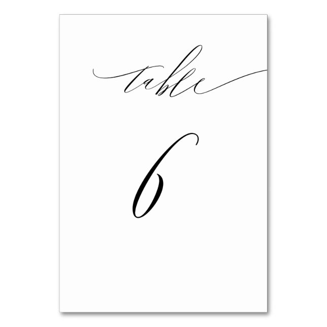 Numéro De Table Élégant blanc noir moderne Script n° 6 Mariage (Par défaut)