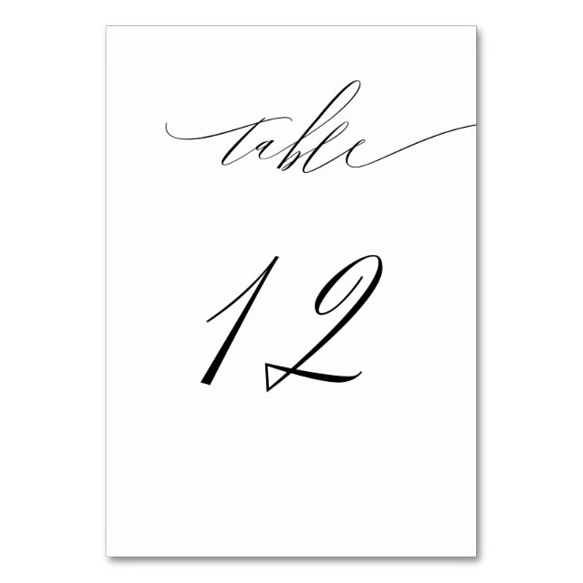 Numéro De Table Élégant blanc noir moderne Script No 12 Mariage (Par défaut)