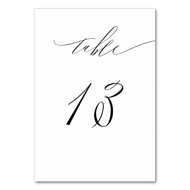 Numéro De Table Élégant blanc noir moderne Script No 13 Mariage (Par défaut)