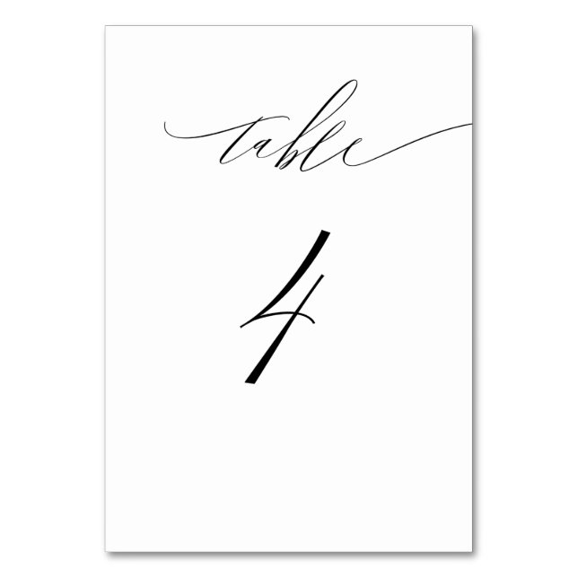 Numéro De Table Elégant blanc noir moderne Script No 4 Mariage (Par défaut)