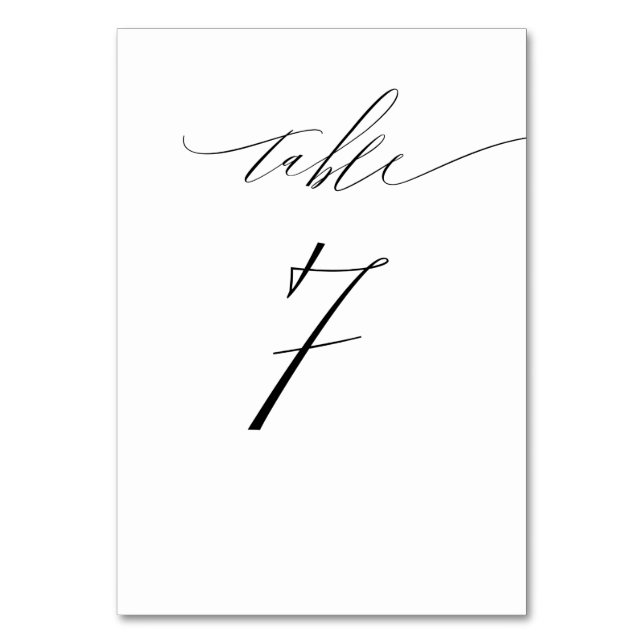 Numéro De Table Élégant blanc noir moderne Script No 7 Mariage (Par défaut)