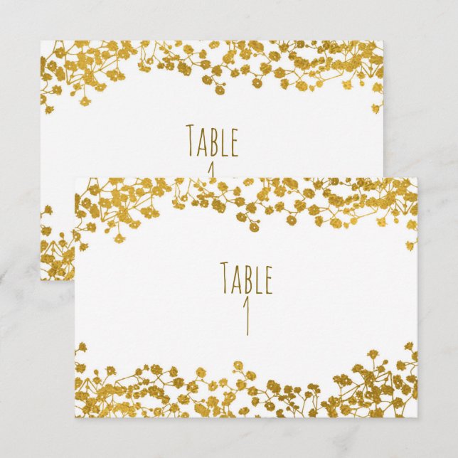 Numéro de table élégant blanc souffle de bébé ton  (Devant / Derrière)