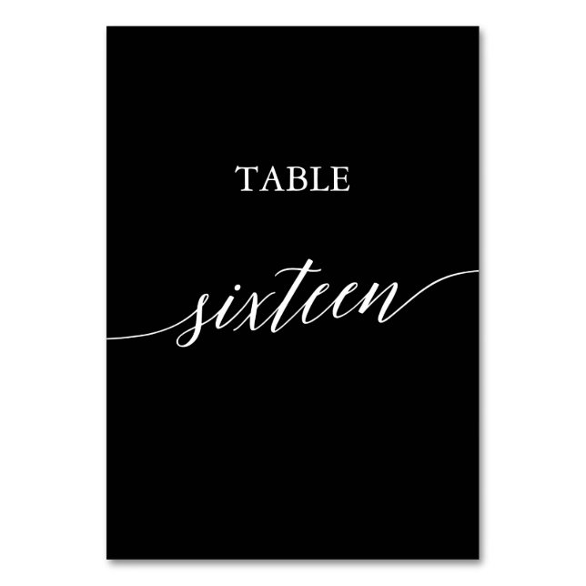 Numéro De Table Élégant blanc sur la calligraphie noire Table Seiz (Par défaut)
