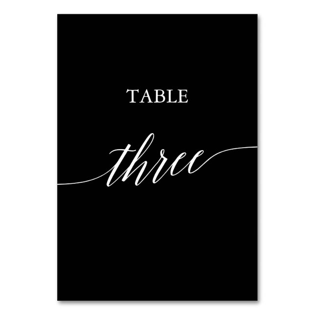 Numéro De Table Élégant blanc sur la calligraphie noire Tableau Tr (Par défaut)