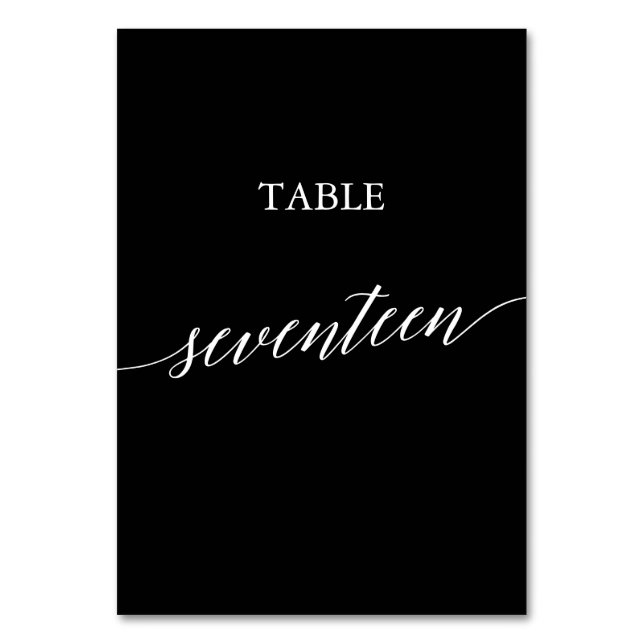 Numéro De Table Elégant blanc sur noir Calligraphie Table Dix-sept (Par défaut)
