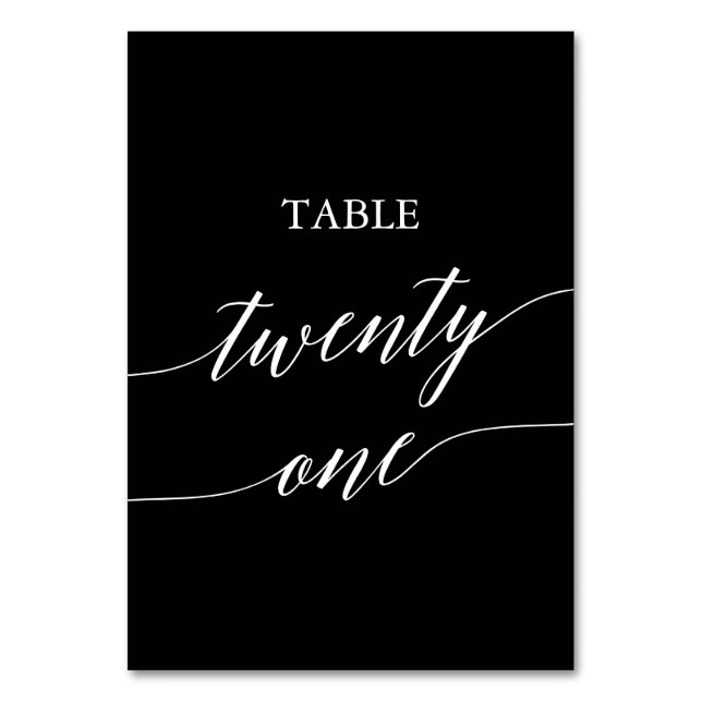 Numéro De Table Élégant blanc sur table noire Vingt et un (Par défaut)