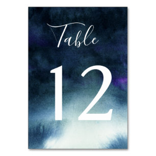 Numéro De Table Elégant bleu marine Aquarelle Ombre
