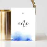 Numéro De Table Élégant bleu nautique minimaliste mariage<br><div class="desc">Elégant aquarelle nautique bleu minimaliste numéro de table de mariage de script. Veuillez me contacter si vous avez besoin d'autres articles.</div>
