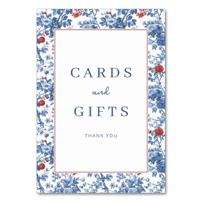 Numéro De Table Elegant Blue Floral Gratitude Border (Par défaut)