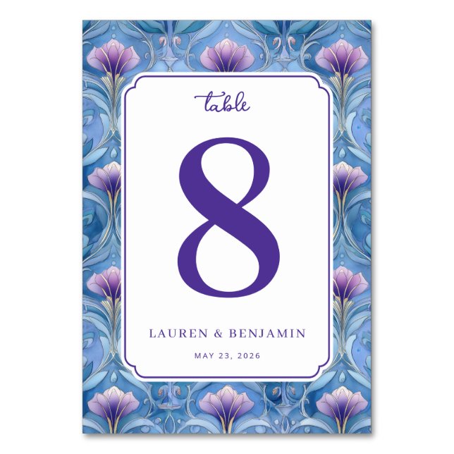 Numéro De Table Elegant Blue Floral Table Number (Par défaut)