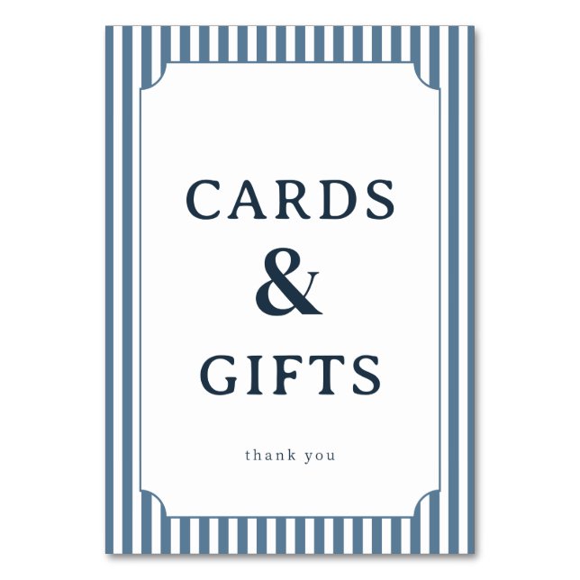 Numéro De Table Elegant Blue Serif Gratitude Card (Par défaut)