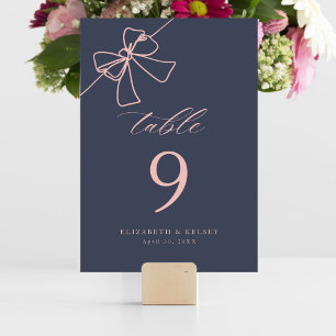 Numéro De Table Elégant Blush Bow Chic Slate Blue