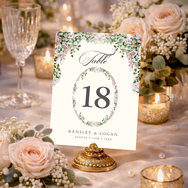 Numéro De Table Elegant Blush Garden Wedding Table Number (Créateur téléchargé)