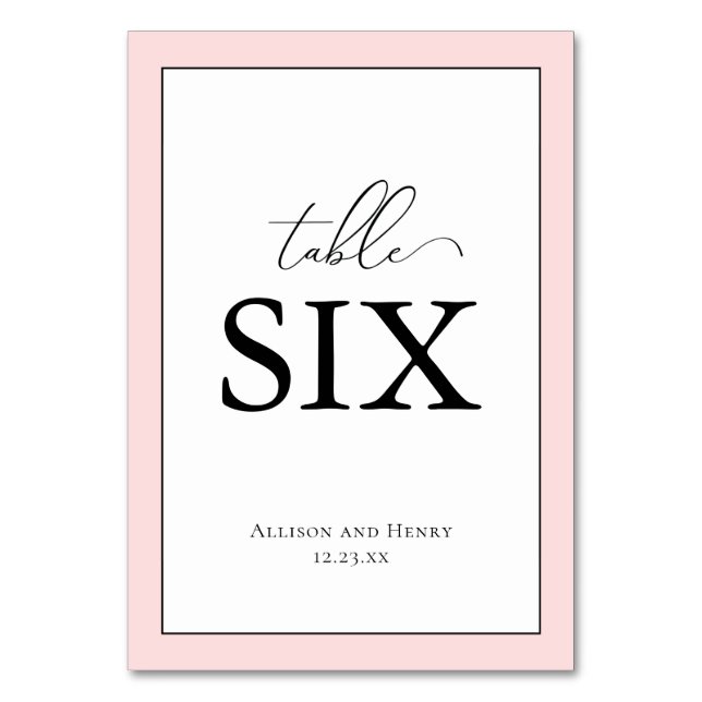 Numéro De Table Elégant Blush rose Mariage Réception Numéro de tab (Par défaut)