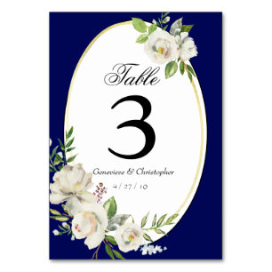 Numéro De Table Elégant Boho Blue Floral Mariage Réception