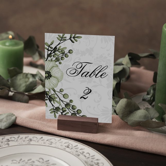 Numéro De Table Elegant Boho Green et Mariage damassé (Créateur téléchargé)