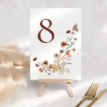 Numéro De Table Elégant Boho Nature Fleur sauvage Mariage<br><div class="desc">Moderne Elegant Boho Nature Fleurs sauvages Mariage Numéro de table</div>