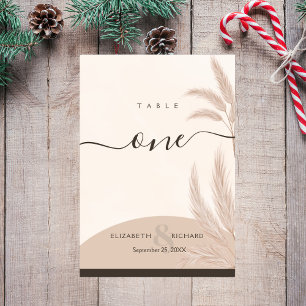 Numéro De Table Elégant Boho Pampas Grass Mariage moderne