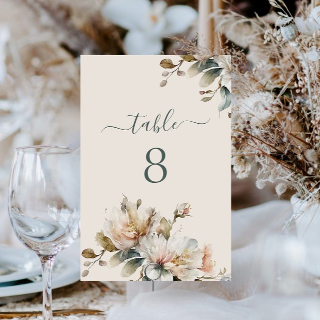 Numéro De Table Elégant Boho Vintage Floral Mariage (Créateur téléchargé)