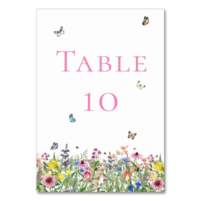 Numéro De Table Elegant Boho Watercolor Fleur sauvage Mariage (Par défaut)