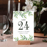 Numéro De Table Elégant Boho Watercolor Mariage vert<br><div class="desc">Profitez de votre mariage dans le jardin botanique avec ces cartes de table mariage boho. Design de verdure élégant et moderne avec des branches aquarellées avec des feuilles de feuillage en haut et en bas. Ces cartes de table mariage bohème sont parfaites pour un mariage à thème de printemps ou...</div>