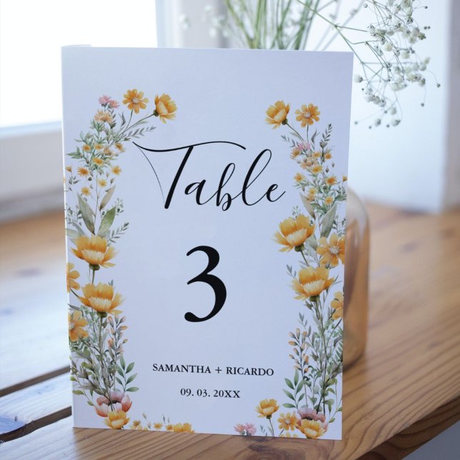 Numéro De Table Elegant Boho Weadow Ivory Fleur sauvage onglet Mar (Créateur téléchargé)