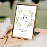 Numéro De Table Élégant Botanique de la verdure Numéro de tableau<br><div class="desc">Ces cartes présentent un arrière - plan blanc classique avec une luxueuse couronne d'or ornée d'un délicat feuillage vert aquarelle et un beau modèle de numéro de table mariage qui peut être facilement customisé. Ils apporteront sûrement une touche de romantisme et de sophistication à votre journée spéciale. Conçu pour correspondre...</div>