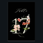 Numéro De Table Élégant Botanique Floral Numéro 17, Noir<br><div class="desc">COULEUR ARRIÈRE - PLAN CHANGEABLE | Cette carte de numéro de table comporte un numéro vert orné d'illustrations aquarelles de fleurs et de feuilles en pêche, rose, rouge, terre cuite et vert. Ce numéro de table est parfait pour les mariages, diplômes, baby showers, douches nuptiales, anniversaires et autres événements. Tableau...</div>